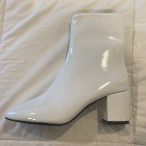 White chunky heeled boots